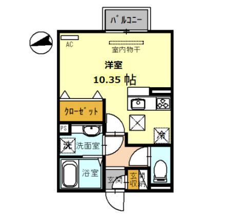 ドリームメゾンHYS(ワンルーム/1階)の間取り写真