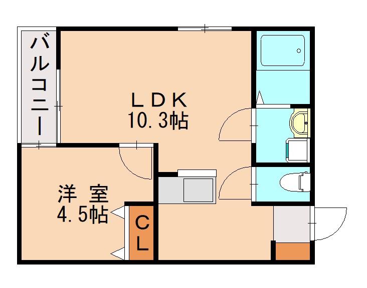 DEFI-ER千早(1LDK/3階)の間取り写真