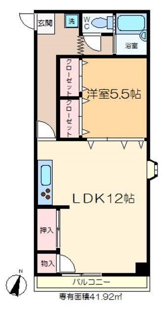 エルシェアート(1LDK/1階)の間取り写真