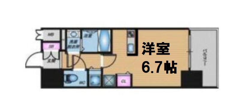 プレサンスタワー難波ウエスト(1K/3階)の間取り写真