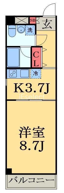 エミネンス新千葉(1K/3階)の間取り写真