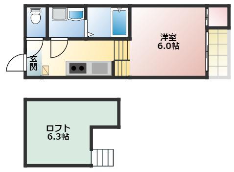 フォルトゥーナ中村 (1SK/2階)の間取り写真