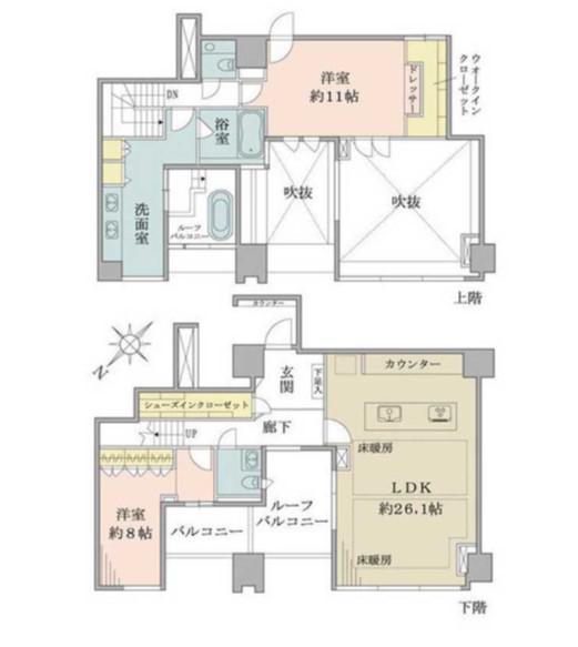 シティタワー麻布十番(2LDK/37階)の間取り写真