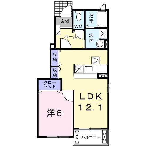 フィオーレ・ビアンカ(1LDK/1階)の間取り写真