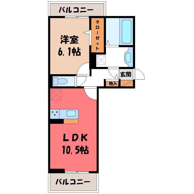 DーROOM歌川町(1LDK/1階)の間取り写真