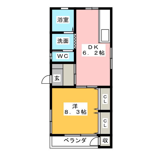 コーポ吉川III(1DK/1階)の間取り写真
