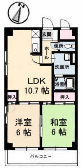 ピースマンション(2LDK/4階)の間取り写真