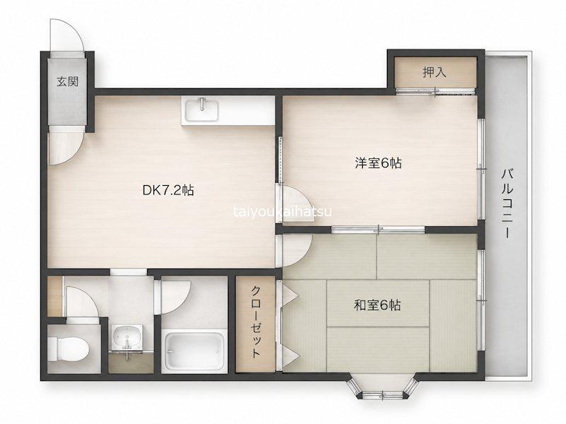 VILLA加治屋(2DK/7階)の間取り写真