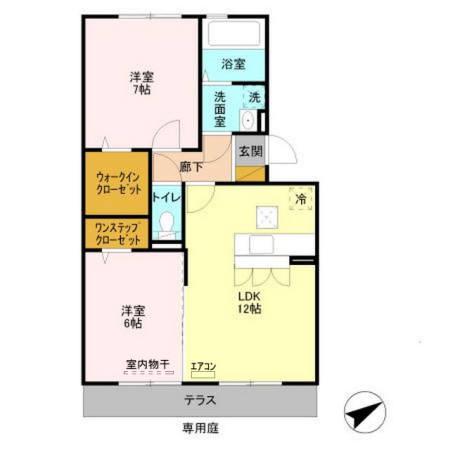エスポワール シャンテ(2LDK/1階)の間取り写真