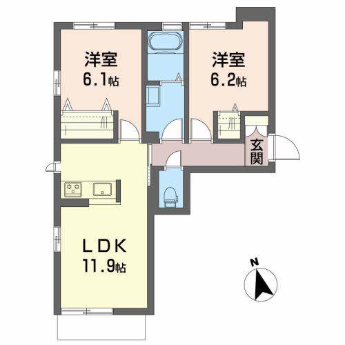 メゾン ド コンフォール II(2LDK/1階)の間取り写真