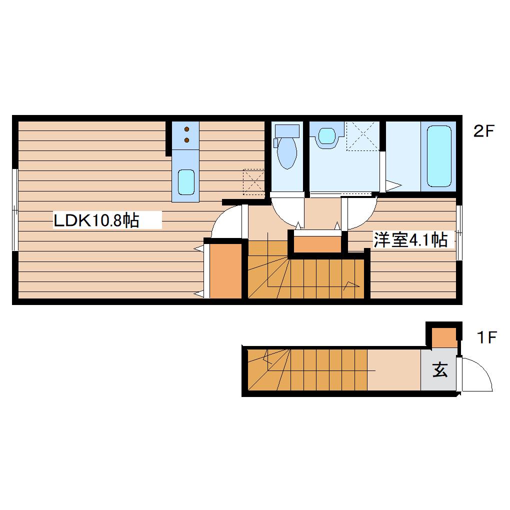 メゾンドプルーン北山(1LDK/2階)の間取り写真