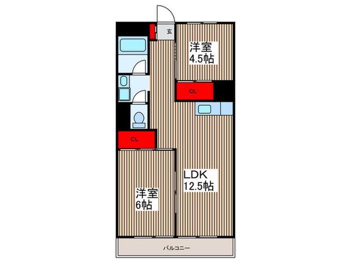 リブレス東浦和(2LDK/5階)の間取り写真