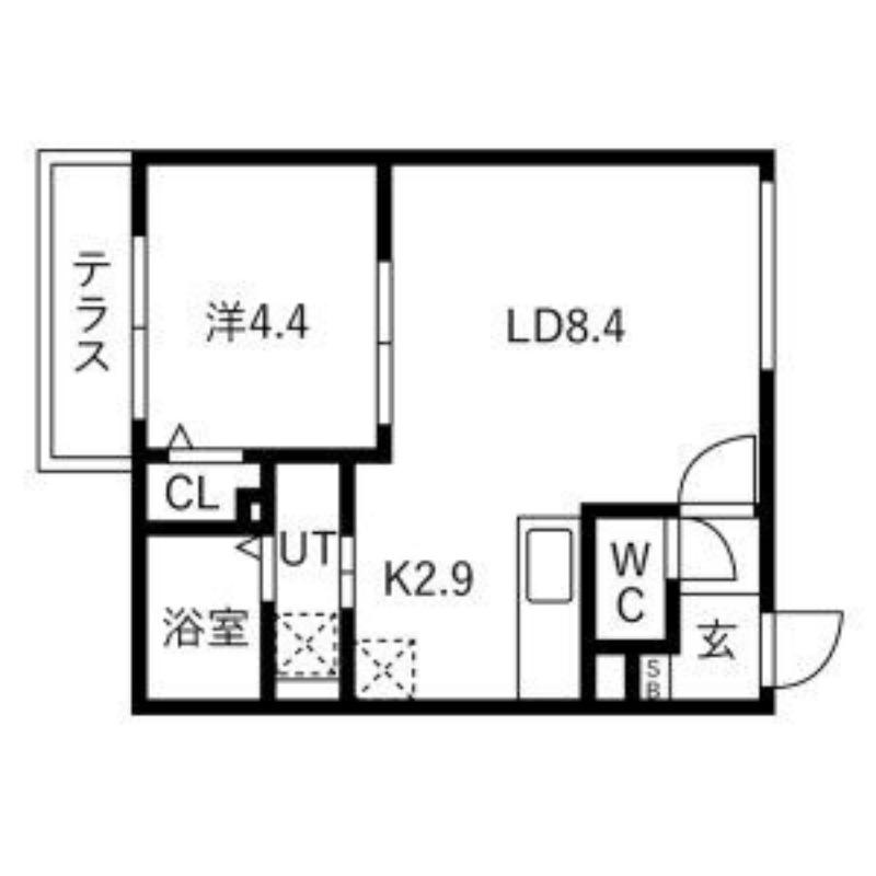 ライトベル北20条(1LDK/1階)の間取り写真