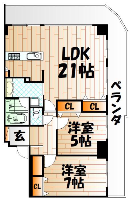 KOKURATOWER(3LDK/13階)の間取り写真