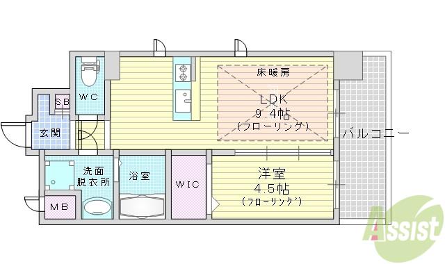 第22関根マンション(1LDK/7階)の間取り写真