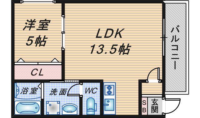 RESIDENCE COURT 豊中末広町(1LDK/1階)の間取り写真