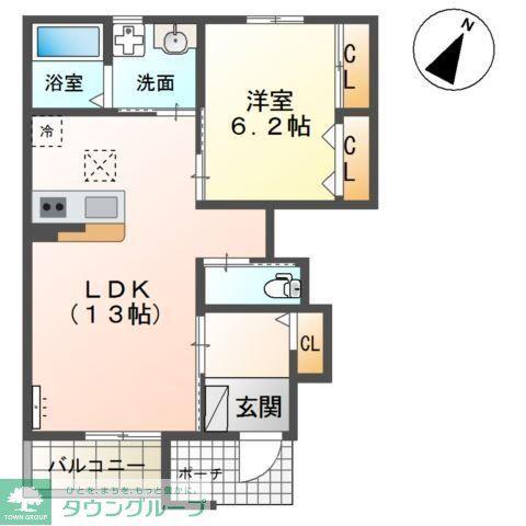 M&M壱番舘(1LDK/1階)の間取り写真
