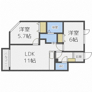 パストラル麻生東A棟(2LDK/3階)の間取り写真