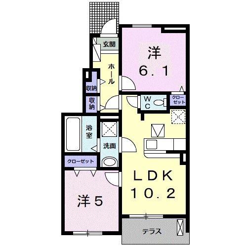 ミレグランデIV(2LDK/1階)の間取り写真