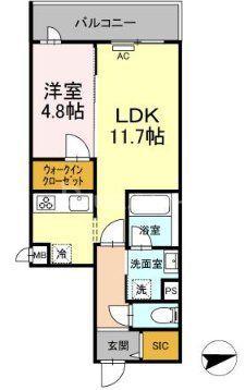 NOBLE MAISON(1LDK/4階)の間取り写真