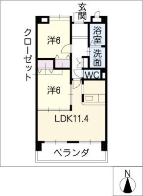 アネックス稲沢駅前(2LDK/2階)の間取り写真