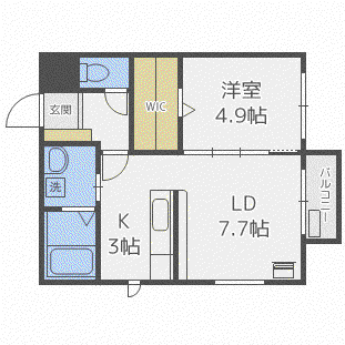MFレジデンス東札幌(1LDK/2階)の間取り写真