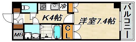 辻野ビル(1K/4階)の間取り写真