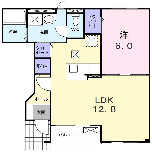 リル・ラフィユ(1LDK/1階)の間取り写真