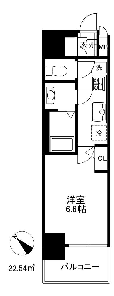 ソルテラス神戸湊町(1K/7階)の間取り写真