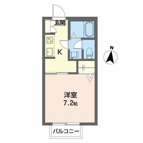 ディアス中塚 A(1K/2階)の間取り写真