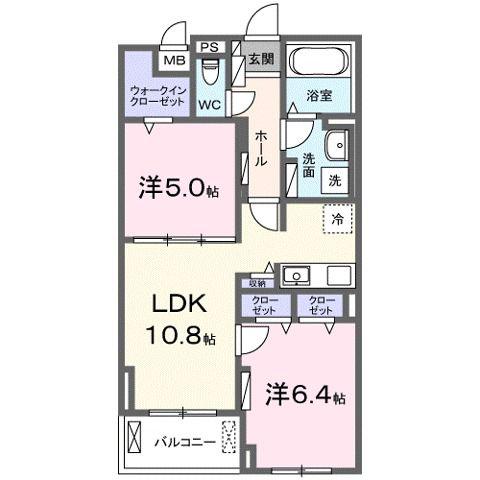 CASA MODERNO(2LDK/2階)の間取り写真