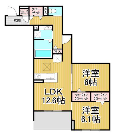 NIGAWA RESIDENCE2(2LDK/1階)の間取り写真