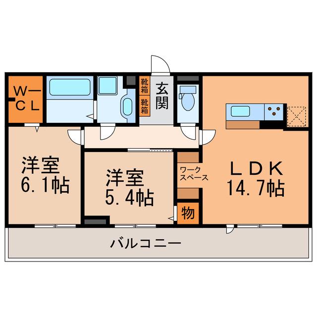 ルミエール(2LDK/2階)の間取り写真