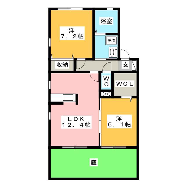ロイヤルガーデンA(2LDK/1階)の間取り写真