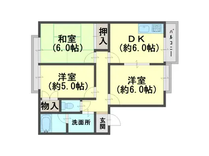 コート・ダジュール(3DK/1階)の間取り写真