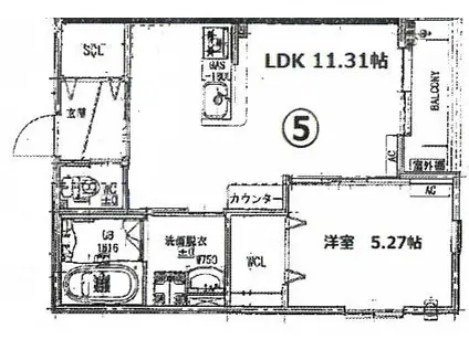 KTIカーサ西三国(1LDK/3階)の間取り写真