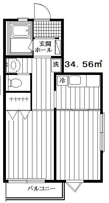 ヒルズ北馬込(2K/2階)の間取り写真