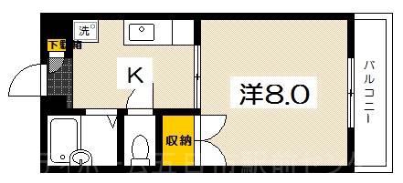 インフィールド五月が丘(1K/2階)の間取り写真