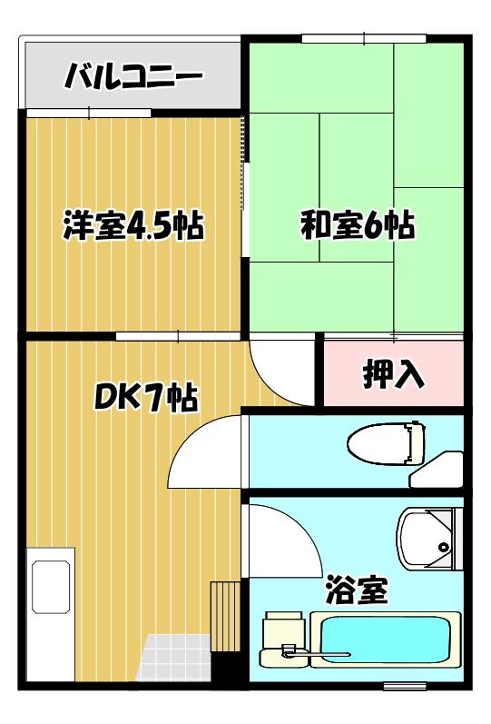 田中マンション(2DK/4階)の間取り写真