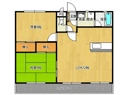ヴァンベール・アイエス(2LDK/4階)の間取り写真