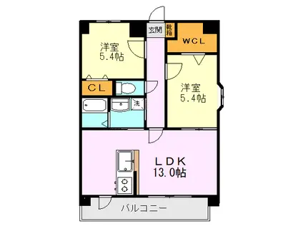 SIX COURT(2LDK/10階)の間取り写真