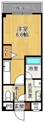 AILE武庫之荘 (ワンルーム/4階)の間取り写真