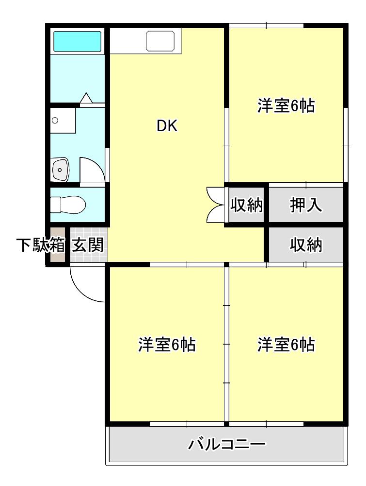 コーポ陽光(3DK/2階)の間取り写真