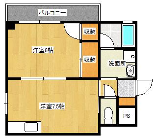 佐伯ビル(1DK/2階)の間取り写真