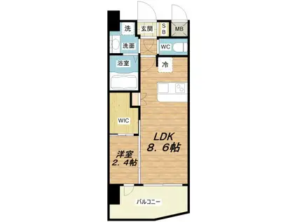 セレニテ阿波座ミラク(1LDK/14階)の間取り写真