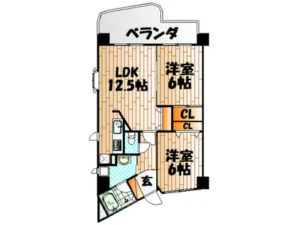 ピュアライフビル(2LDK/4階)の間取り写真