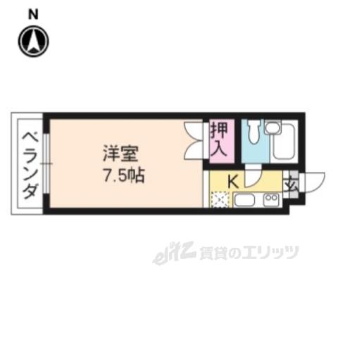 ジョイハウス紫野(1K/3階)の間取り写真