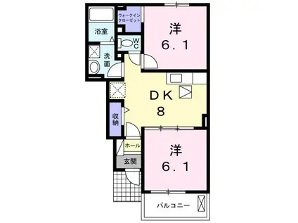 メロウソレイユ I(2DK/1階)の間取り写真