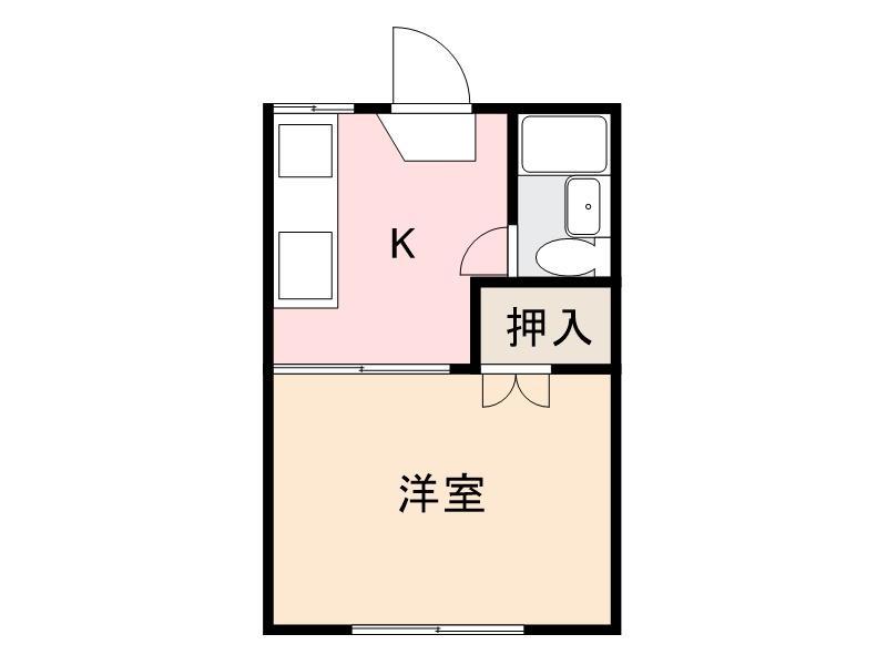 溝渕ハイツ(1K/1階)の間取り写真