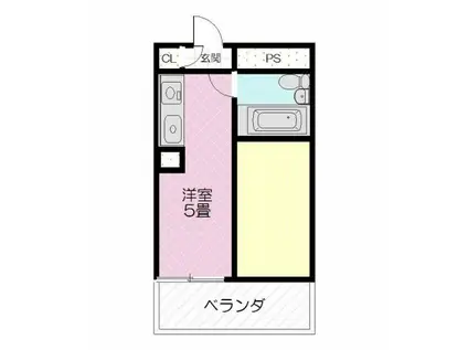 ハイツ多米I番館(ワンルーム/2階)の間取り写真